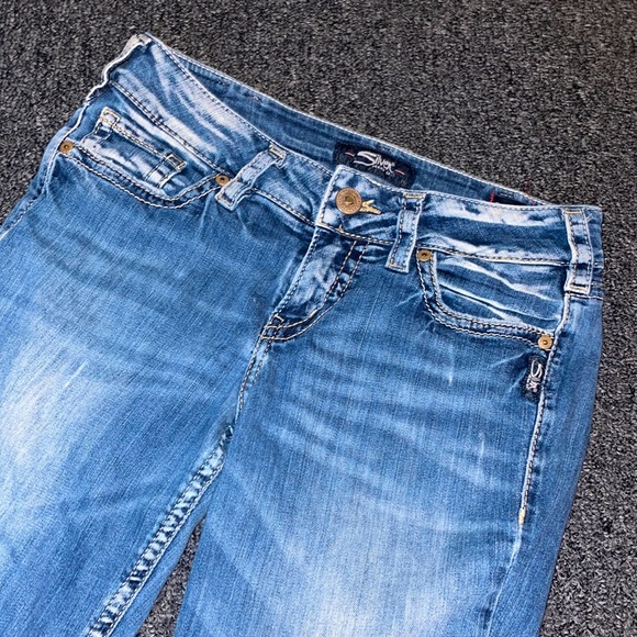 Silver Denim Slim Boot - Picture 1 of 5